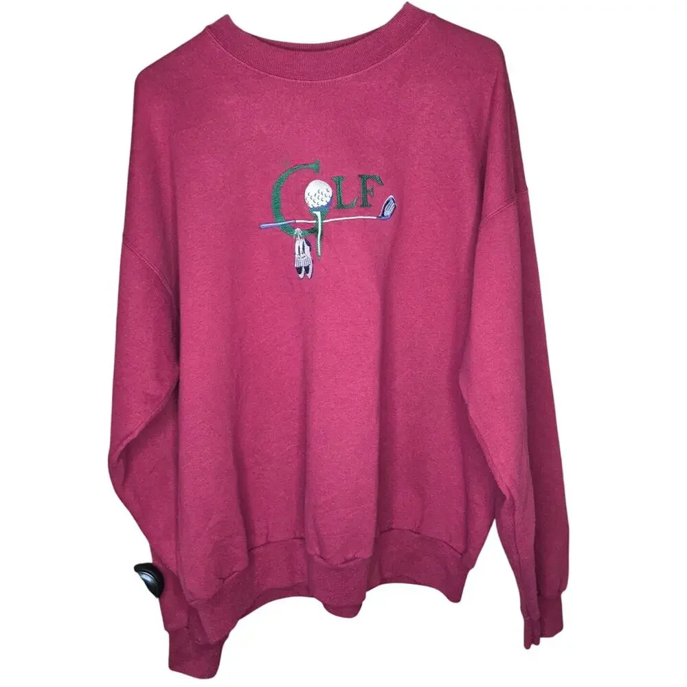 Vintage Golf embroidered maroon crewneck size XL M&C Sportswear Grandpa